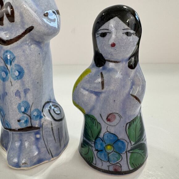 Tonala Mexican Pottery Nativity Blue 4 Piece Set Christmas Holy Family - Picture 4 of 13